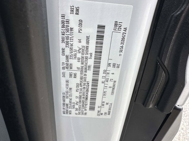 2019 Ford Transit Van T-150 130" Low Rf 8600 GVWR Sliding RH Dr