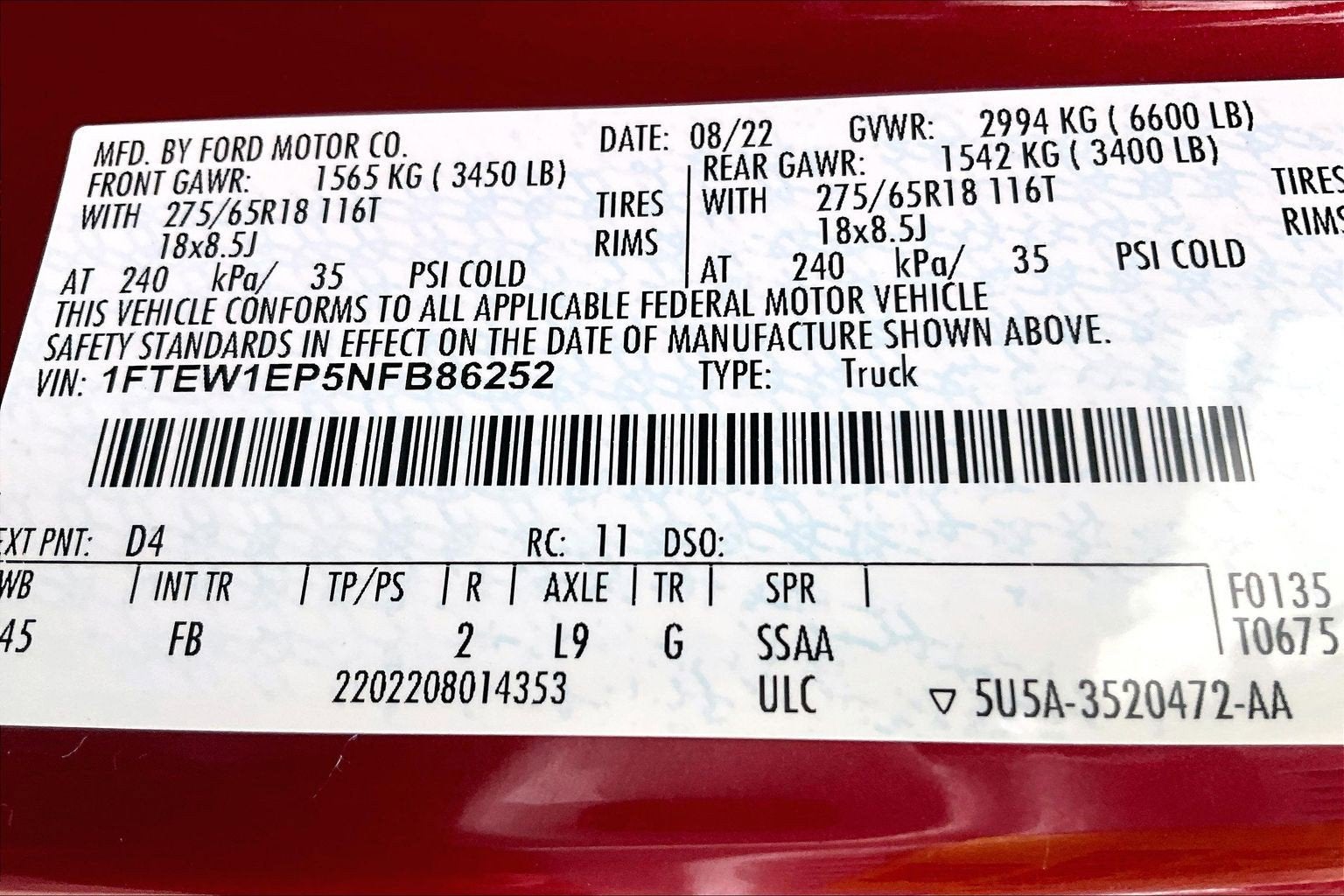 2022 Ford F-150 XLT SPORT MOONROOF