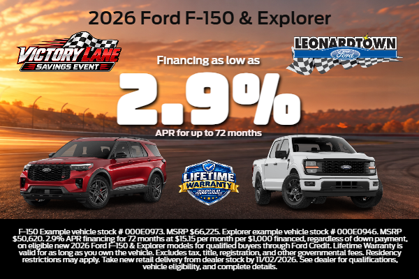 2.9% APR for 72 months on 2026 F-150 & Explorer