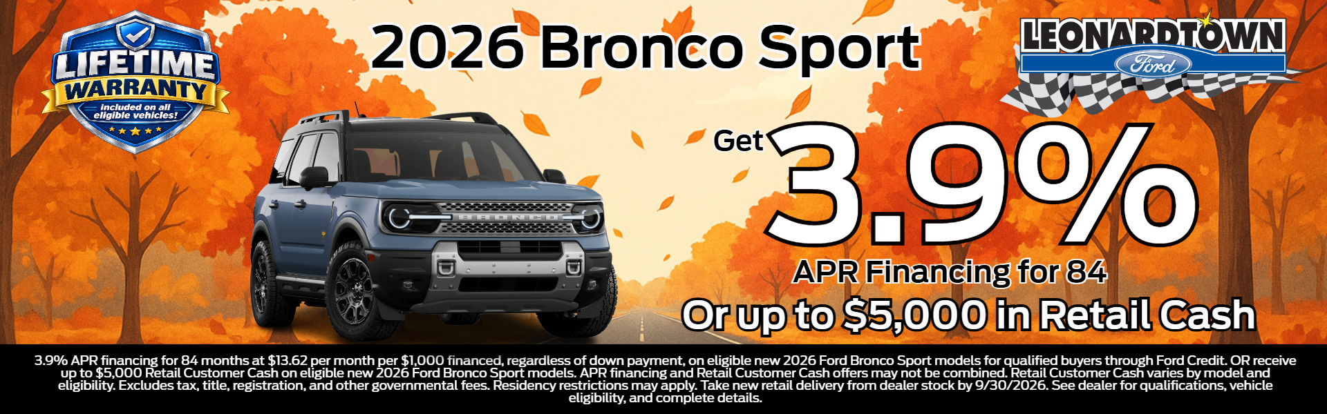 Finance a Bronco Sport for 3.9% APR